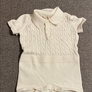 Hope and Henry White Cable Knit Romper